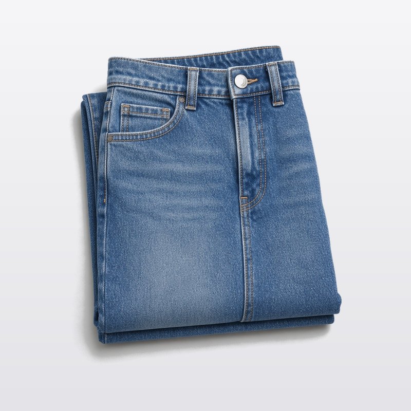UNIQLO 女裝 高腰直筒牛仔褲 原色