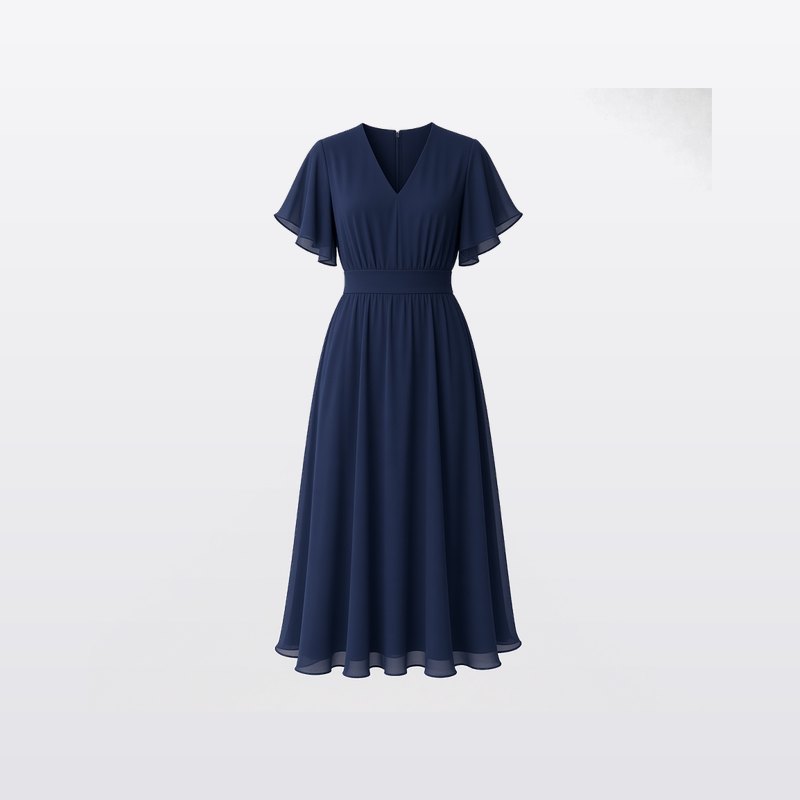 UNIQLO 女裝 V 領雪紡洋裝 藏青