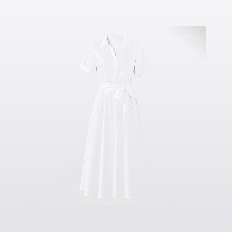 UNIQLO 女裝 收腰洋裝 白色